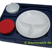 3 x Menüteller rund, 3-geteilt