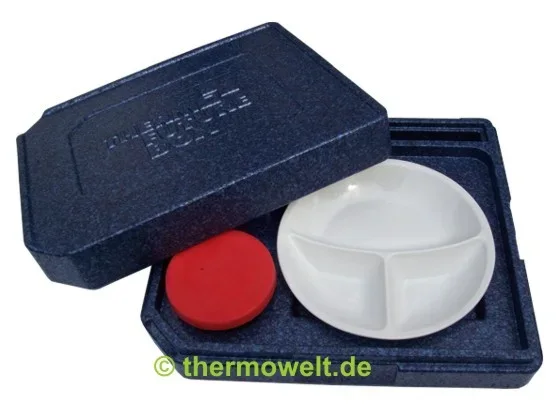 3 x Menüteller rund, 3-geteilt