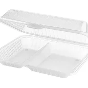 Mehrweg Menüschale "Eco-Takeouts", 2-geteilt, klar
