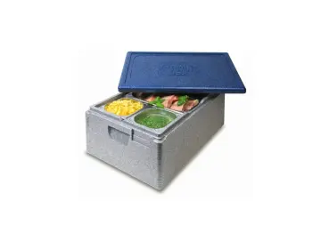 Thermobox 1/1 Gastronorm 257mm silbergrau / blau